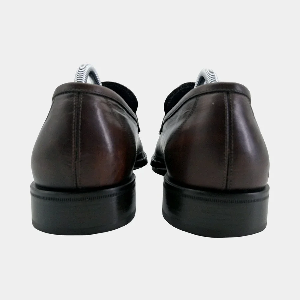 Salvatore Ferragamo Shoes Mens Size 9 Brown Leather Dress Loafers Made Italy EE
